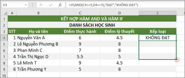 Giữ và kéo chuột đến vị trí mong muốn để áp dụng công thức cho các ô khác