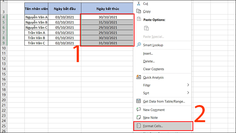 Chọn Format Cells sau khi quét dữ liệu