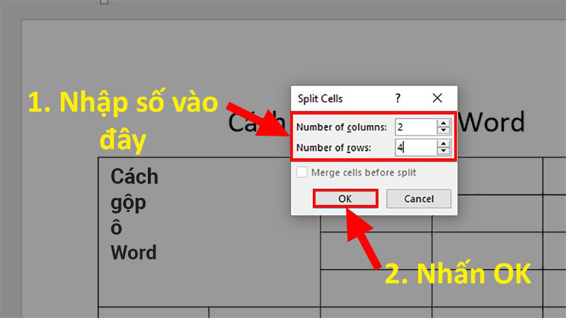 1 hộp thoại hiện lên > Điền các thông tin vào trong 2 mục > Nhấn OK