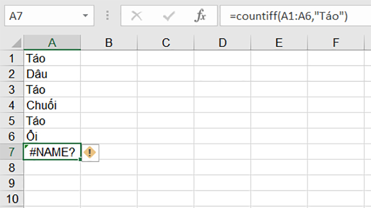 ông thức "COUNTIF" bị dư 1 chữ "F"