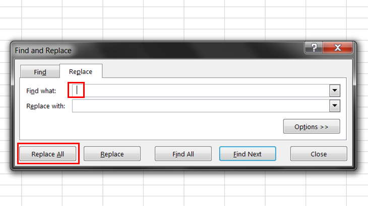 chọn Replace All
