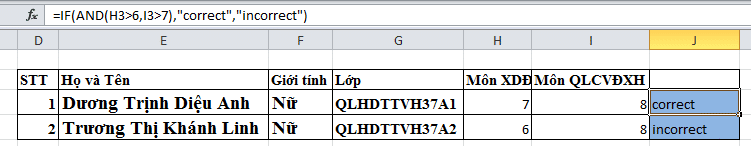 Công thức hàm AND - các hàm trong Excel