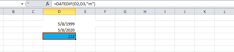 Hàm DATEIF một trong các hàm trong Excel để xuất ra khoảng cách ngày tháng