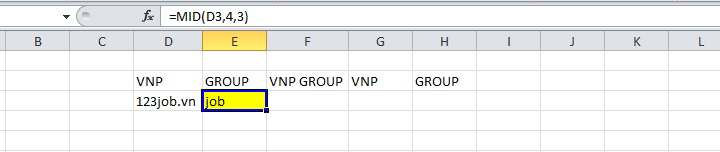 Hàm MID trong Excel cơ bản