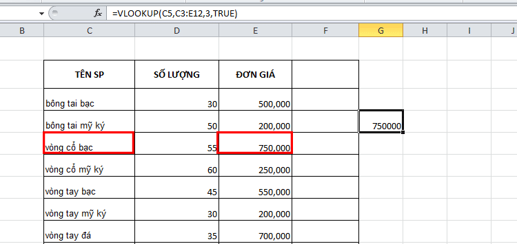 Các hàm trong Excel - Hàm VLOOKUP