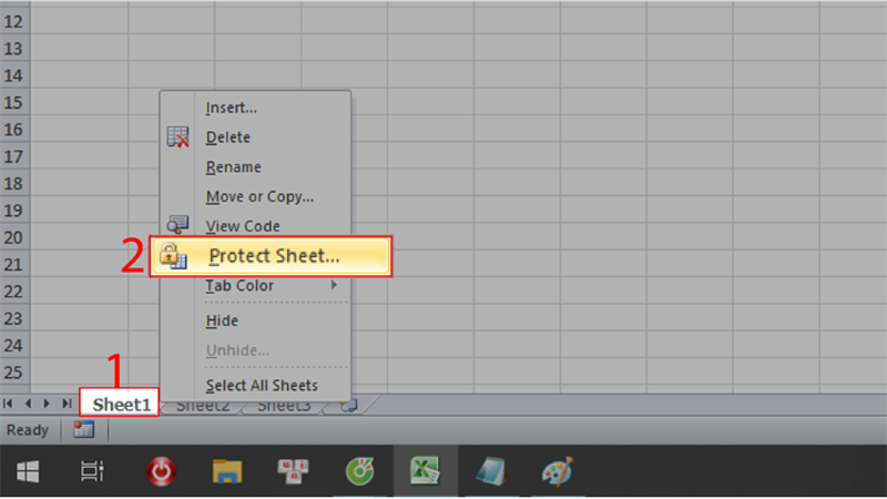 Chọn Protect Sheet