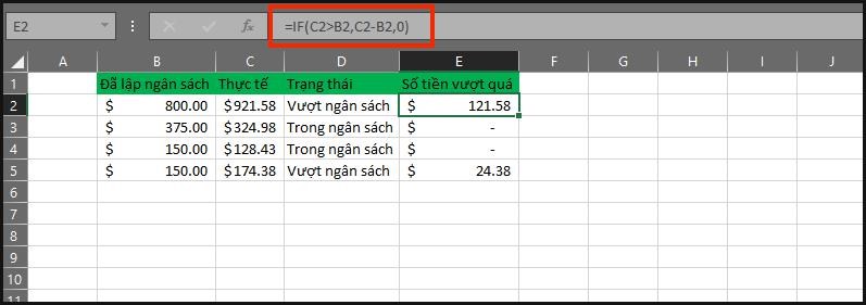 Sử dụng công thức toán học trong hàm IF