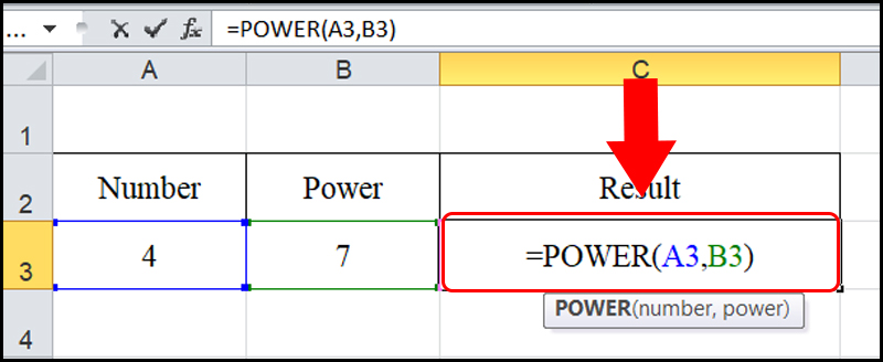 Áp dụng công thức hàm POWER vào Excel