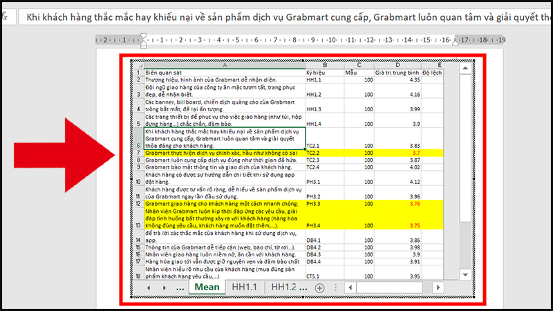 Tiến hành chỉnh sửa dữ liệu trong cửa sổ Excel ngay trên Word