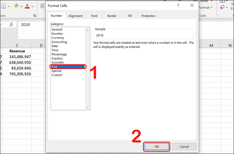 Cách sử dụng định dạng chữ (Text) trong Excel