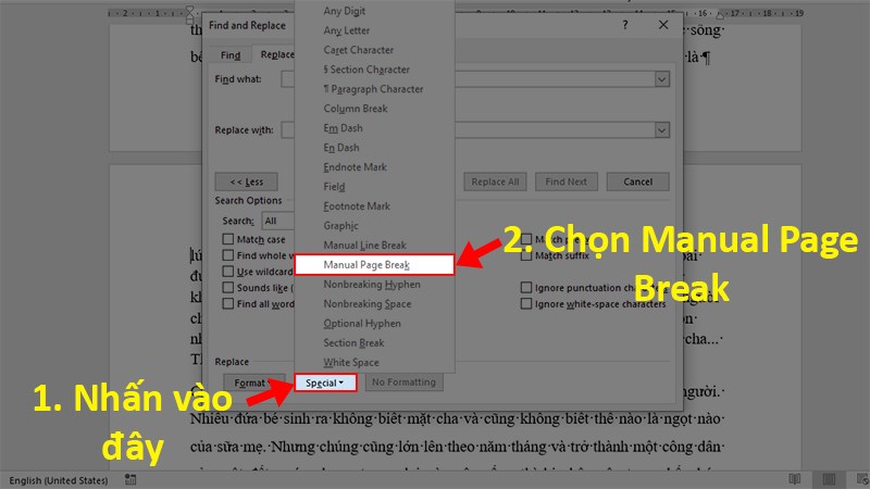 Mở file Word cần bỏ ngắt trang > Chọn thẻ Home