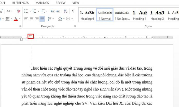 Thụt đầu dòng trong văn bản trên Word