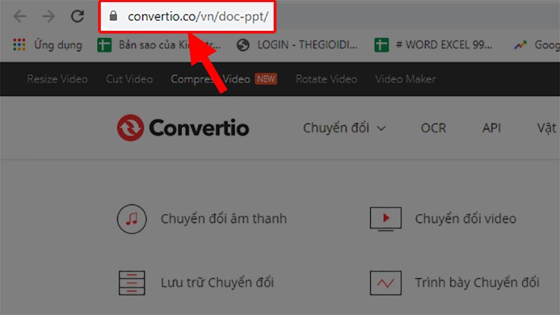 Truy cập vào trang web Convertio