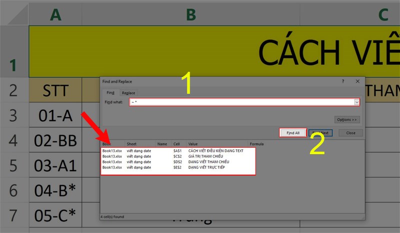 Cách tìm và thay thế các ký tự đại diện