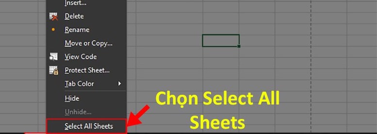 Chọn Select All Sheet