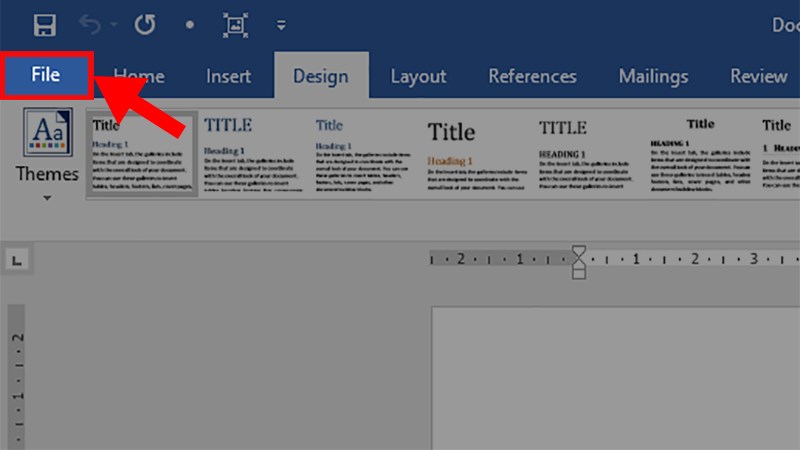 Mở file Word mới > Chọn thẻ File