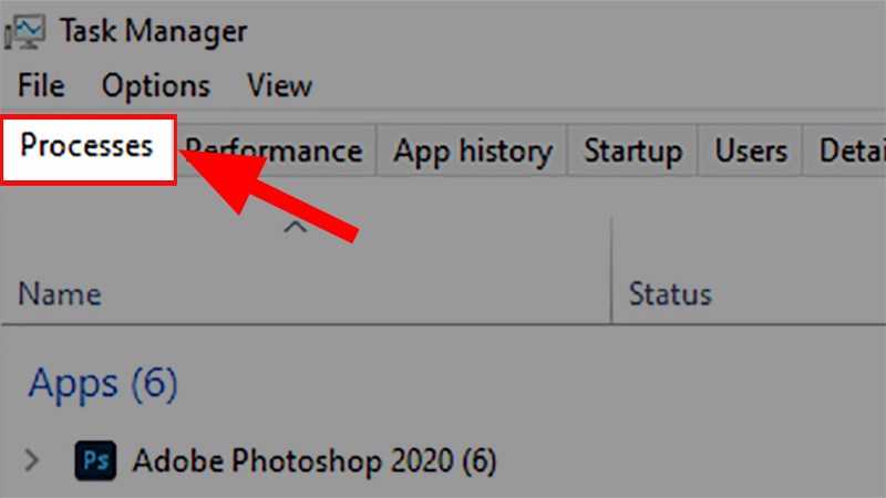 Ở hộp thoại hiện lên > Chọn thẻ Processes