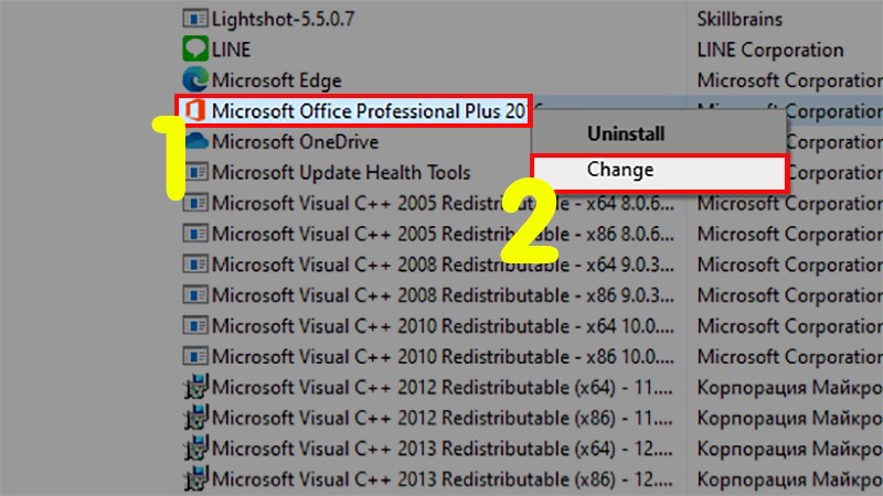 Sửa đổi phần mềm Microsoft của bạn