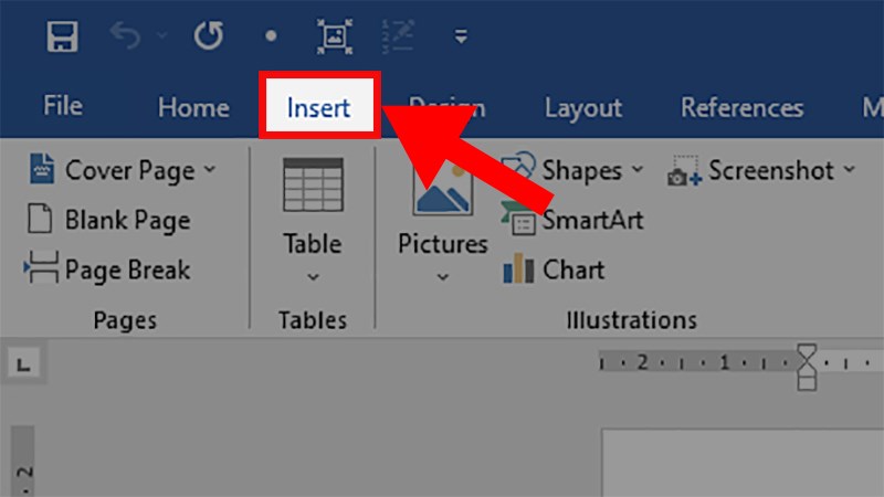 Mở file Word cần tạo > Chọn thẻ Insert