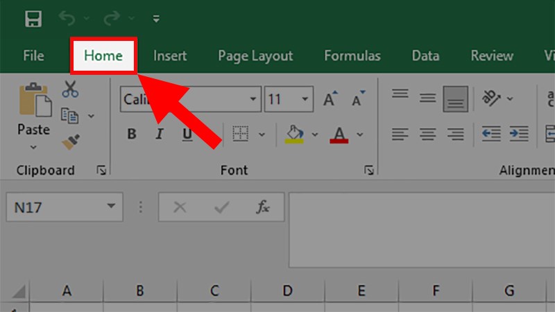 Mở file Excel cần thêm sheet mới > Chọn thẻ Home