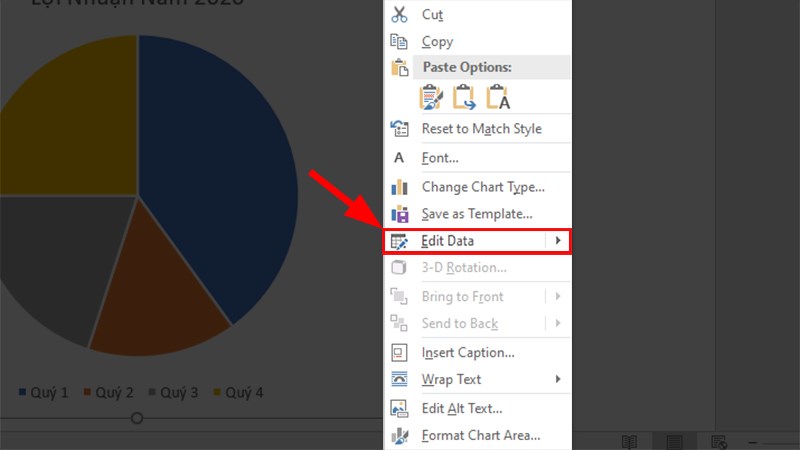 Chọn Edit Data