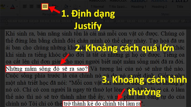 Lỗi xuống dòng trong Word bị lỗi giãn cách giữa các chữ