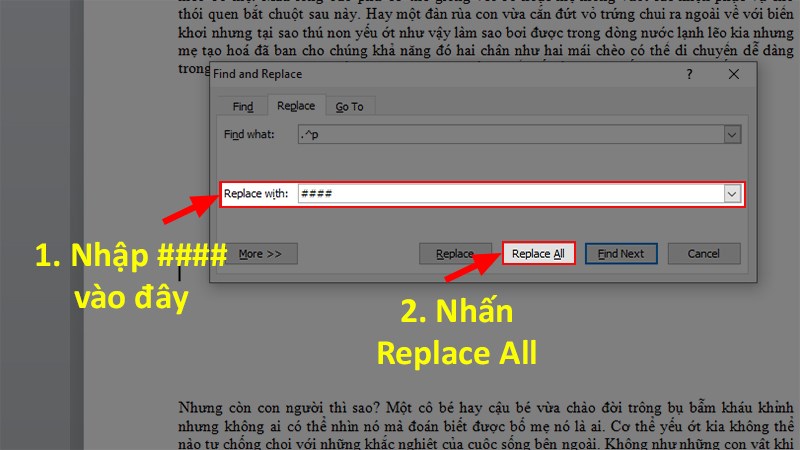 Nhấn Replace All