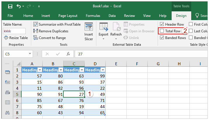 Hình 1: Chức năng Table Tools để tính tổng trong Excel