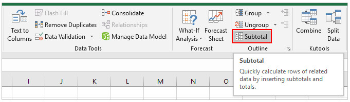 Hình 5: Chức năng Subtotal trên thanh công cụ giúp tính tổng phụ trong Excel