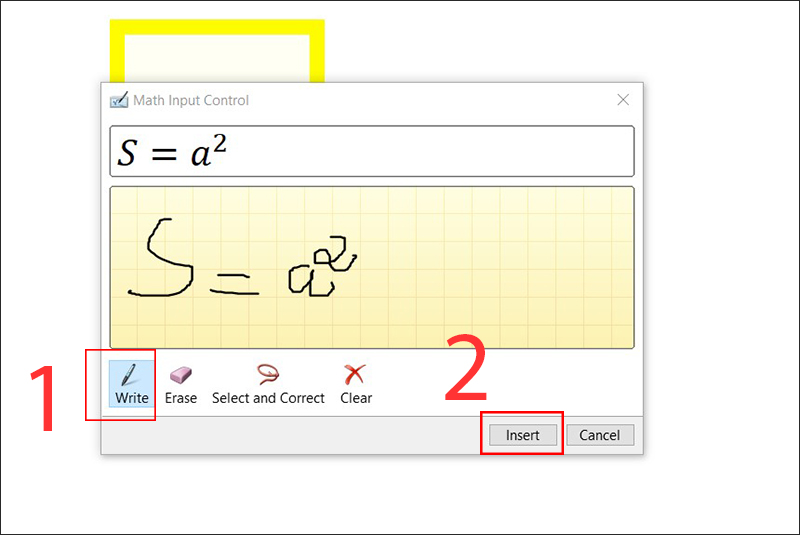Viết công thức và chèn vào